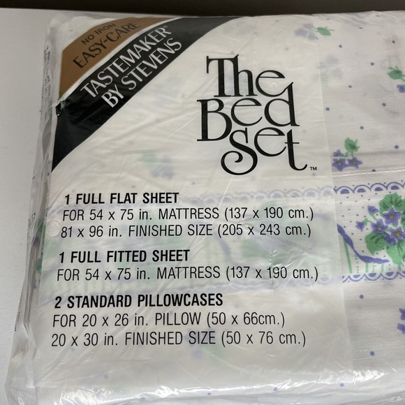 Vtg Tastemaker By Stevens Full Bed Set Midsummer NOS NIP Sheet Purple Flowers - Picture 5 of 5